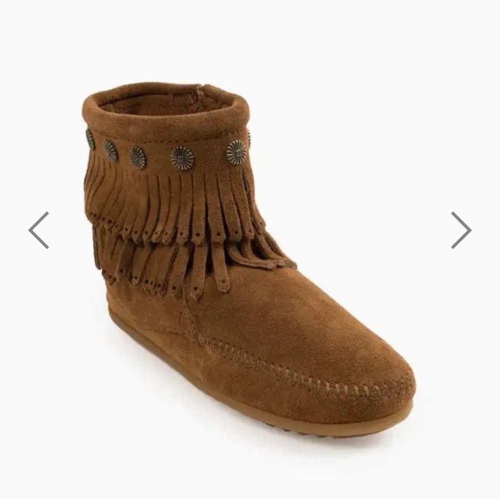 Minnetonka Double Fringe Side Zip Boot Size 7 - image 3